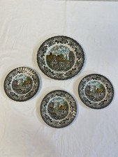 Set 4 Piatti Vintage Ye Olde England – Transferware Inglese 25,5 e 17,5 cm