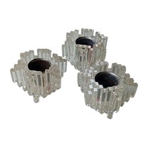 *HH* Bugia Portacandela Vintage Design Cristalli Candela Vaso Modernariato 