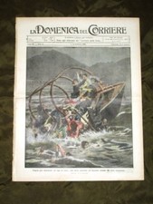 La Domenica del Corriere 7 Febbraio 1909 Lago di Lecco Barca Bins Guglielmo II
