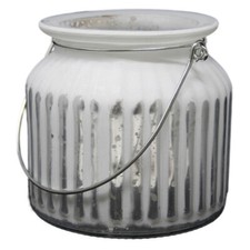 Bicchiere Portacandela Scanalato Con 10 LED Colore Bianco Argento Altezza 11cm