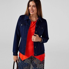 Giacca Denim & Co comoda stile denim con colletto indaco scuro taglia S NUOVA