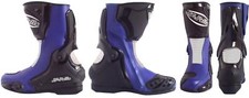 STIVALI  MOTO PISTA IN PELLE  mod 201 NERO-BLUE-BIANCO