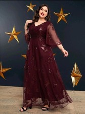 Abito lungo da sera taglia grande elegante vestito Festa e matrimonio bordeaux