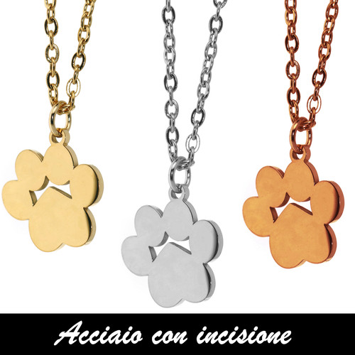 Collana acciaio zampa cane - zampa,