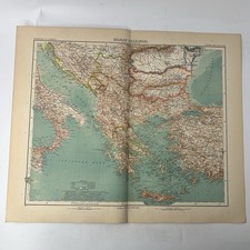 Stampa antica mappa Balcani Balkan Halbinsel Stieler Hand Atlas 1908