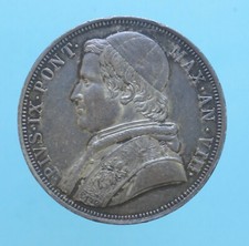 PIO IX SCUDO 1853 ROMA MONETE DA COLLEZIONE ARGENTO SILVER COIN CURRENCY 