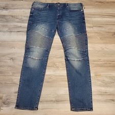 Jeans True Religion Uomo 42W Blu Denim Rocco Relaxed Jeans Skinny Nuovo con etichette