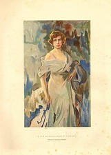 STAMPA 1934 BOZZETTO GIUSEPPE AMISANI RITRATTO S.A.R. LA PRINCIPESSA DI PIEMONTE