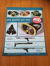 1970 SALVAS ACCESSORI SUB MASCHERA PINNE FUCILE CACCIA SUBACQUEA VINTAGE PUB AD