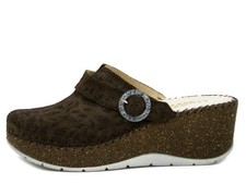 Sabot Donna in Pelle Camoscio Marrone Zeppa Media 6 cm STILEDIVITA