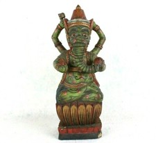 GANESH Ganesha GRANDE Statua in Legno Dipinto a mano SPIRITUALITà Vintage Indù