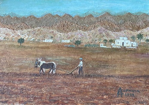 Cuadro antiguo pintado mano - pintado,
