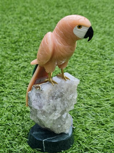 Hand carved crystal parrot - crystal, on