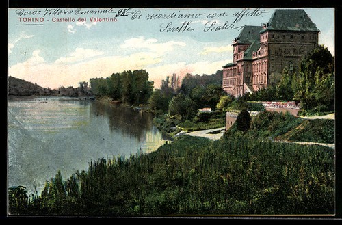 Cartolina torino castello del - torino,,