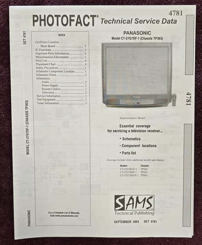 Sam photofact 4781 manuale - 4781, di