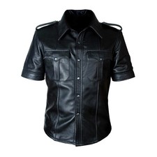CAMICIA NERA UOMO VERA PELLE