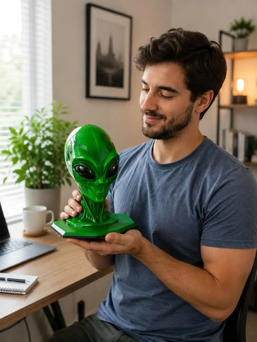 Busto alieno verde ufo - alieno,