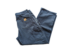Jeans Carhartt adulti 34 blu anatra lavata utilità effetto invecchiato abbigliamento da lavoro 34x28 uomo