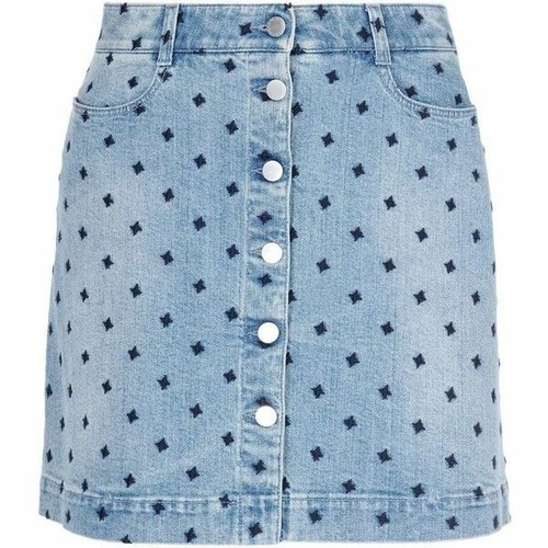 Gonna denim ricamata - gonna, blu