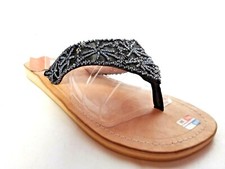 Infradito Basso Perline Controcorrente Sandalo Scarpe Donna Nero