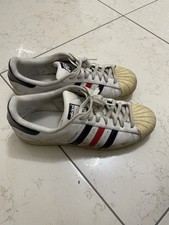 Scarpe Adidas Super Star Bianco con strisce rosso e blu da uomo numero 45 e 1/3
