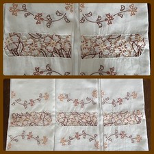 3 Grandi Tende In Lino Ricamate A Intaglio