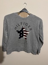 Felpa pullover donna XL Tommy Hilfiger designer grigio Americas originale