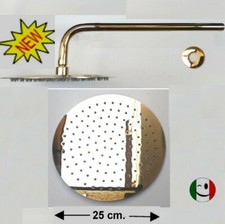 BRACCIO DOCCIA 100% OTTONE SOFFIONE ULTRA SLIM Ø 250 mm. DORATO - BAGNO ORO 24KT