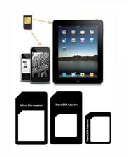 2 ADATTATORI MICROSIM E SIM NANOSIM APPLE IPAD1-2-3-MINI IPHONE 3G-3GS-4-5 NUOVO