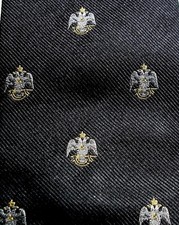 CRAVATTA CRAVATTA USATA R.S.A.A. MASSONICO FREE MASON NERO