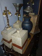 Lampade cubiche  da tavolo marmo travertino, modernariato anni 70, 3+1 Pezzi