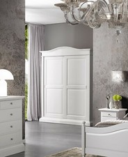 ARMADIO LACCATO BIANCO A DUE ANTE SCORREVOLI CON CASSETTIERA AL INTERNO