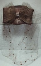 CAPPELLINO VINTAGE DONNA CON VELETTA  IN RASO EPOCA ANNI 30/40