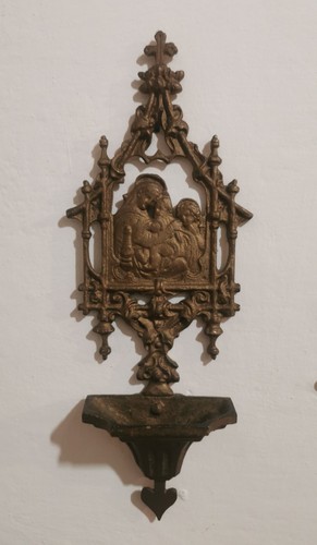 Antica acquasantiera metallo - antica,