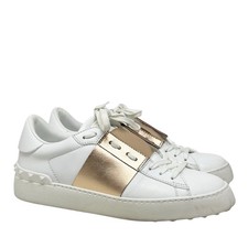 Sneakers aperte Valentino Garavani in pelle bianca taglia 37 7 accenti oro rosa