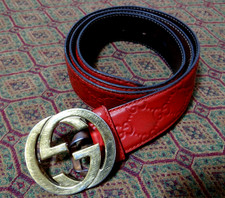 Gucci Cintura GG Monogram Pelle Fibbia Oro Cintura Uomo 105/40 (da 37 pollici a 40 in