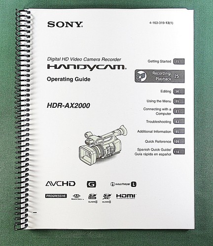 Sony hdr ax2000 instruction - sony, hdr-ax2000