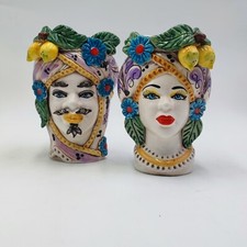 Testa di Moro in Ceramica di Caltagirone con Tema Fiori e Limoni – Altezza 22 cm