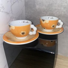 THUN Fiori Set 2 Tazze e Piattini Arancione Floreale Porcellana Italia