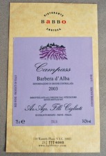 Ristorante BABBO Enoteca NYC Menù Degustazione Tradizionale 4,25x7" Campass Vino Rosso