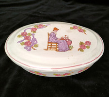 Rara biscottiera vintage ceramica Santucci Deruta x Colussi Perugia L22cm -84B