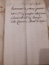 Documento antico aprile 1733 Don Alfonso Enrico Dal Pozzo della Cisterna Torino