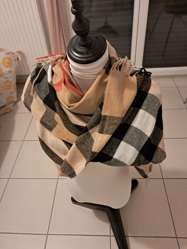 Echarpe camel blanc rouge - echarpe, camel,