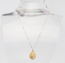 Vintage Decorativo Dorata Argento Sterling Cristalli Uovo Collana Ciondolo