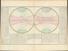 1767 Emisferi che mostrano zone climatiche antica mappa di Clouet ~ 22,6" x 16,9"