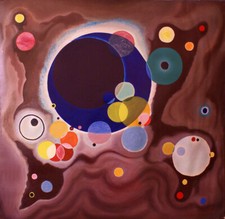 Stampa su tela di KANDINSKY, Diversi cerchi effetto dipinto con telaio e ganci