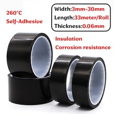 Nastro Poliimmide Nero Kapton Resistente al Calore Adesivo Isolamento Larghezza 3mm - 30mm
