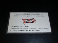 BIGLIETTO DA VISITA LUTTO PER CADUTA SUL CAMPO DEL MILAN - ORIGINALE GADGET 