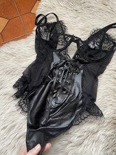Body In Pelle E Pizzo Nero