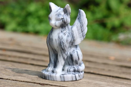Statuina gatto pietra naturale